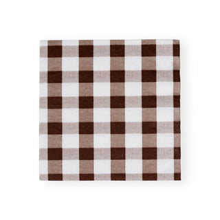 Caspari Gingham Paper Luncheon Napkins in Chocolate - 20 Per Package 17074L