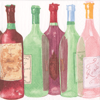 Caspari Wine Bottles Napkin Cocktail 17090C