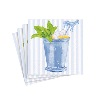 Caspari Mint Julep Blue Napkin Cocktail 17100C