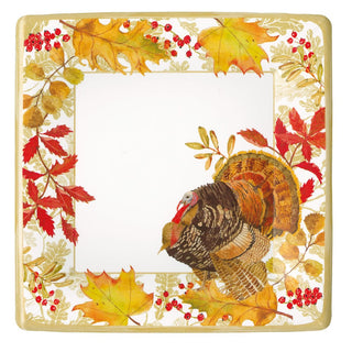 Caspari Woodland Turkey  Sq Dinner Plates Square 17110DP