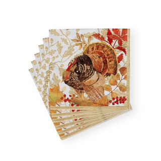 Caspari Woodland Turkey Paper Luncheon Napkins - 20 Per Package 17110L