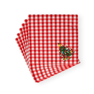 Caspari Christmas Tree Gingham Napkin Luncheon 17170L