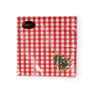 Caspari Christmas Tree Gingham Paper Luncheon Napkins - 20 Per Package 17170L