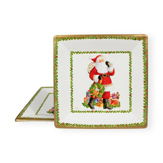 Caspari Jolly St. Nick  Sq Dinner Plates Square 17180DP