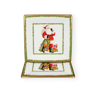 Caspari Jolly St. Nick  Sq Dinner Plates Square 17180DP