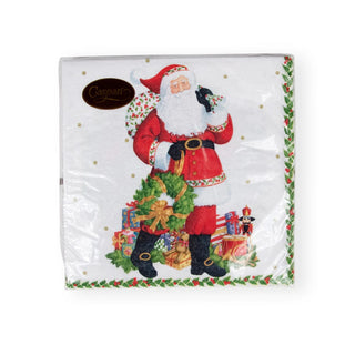 Caspari Jolly St. Nick Paper Luncheon Napkins - 20 Per Package 17180L