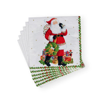 Caspari Jolly St. Nick Paper Luncheon Napkins - 20 Per Package 17180L