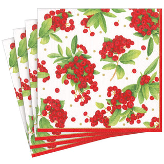 Caspari Christmas Berry Red Napkin Dinner 17230D