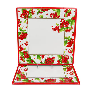 Caspari Christmas Berry Red  Sq Dinner Plates Square 17230DP
