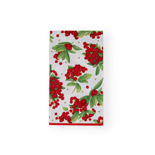 Caspari Christmas Berry Paper Guest Towel Napkins in Red - 15 Per Package 17230G