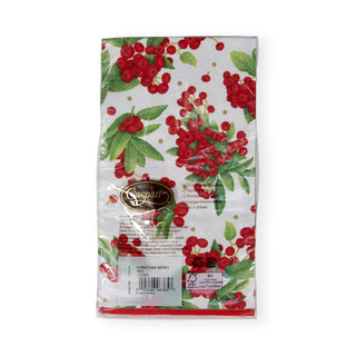 Caspari Christmas Berry Paper Guest Towel Napkins in Red - 15 Per Package 17230G