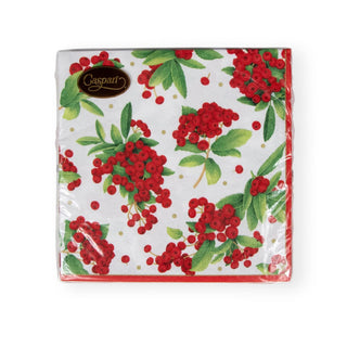 Caspari Christmas Berry Paper Luncheon Napkins in Red - 20 Per Package 17230L
