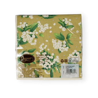 Caspari Christmas Berry Paper Luncheon Napkins Gold/White - 20 Per Package 17231L