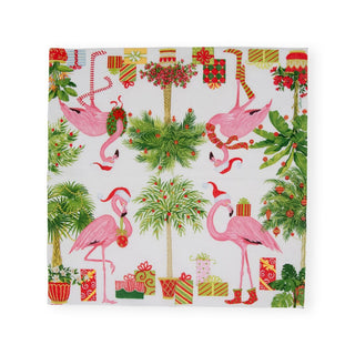 Caspari Christmas Flamingos Napkin Cocktail 17240C