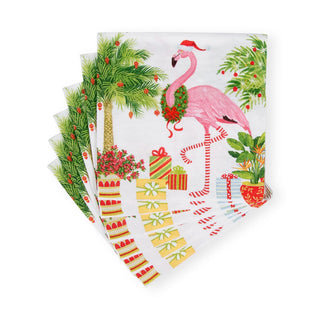 Caspari Christmas Flamingos Napkin Cocktail 17240C
