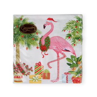 Caspari Christmas Flamingos Napkin Cocktail 17240C