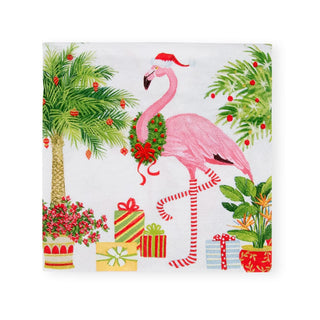 Caspari Christmas Flamingos Paper Cocktail Napkins - 20 Per Package 17240C
