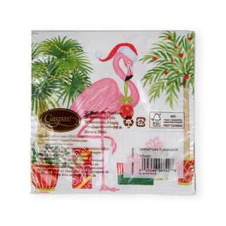 Caspari Christmas Flamingos Paper Cocktail Napkins - 20 Per Package 17240C