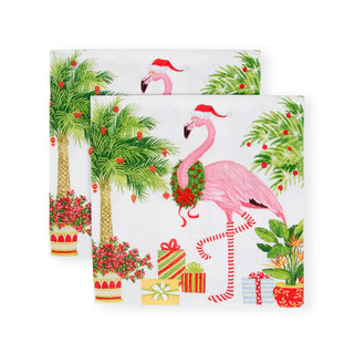 Caspari Christmas Flamingos Paper Cocktail Napkins - 20 Per Package 17240C