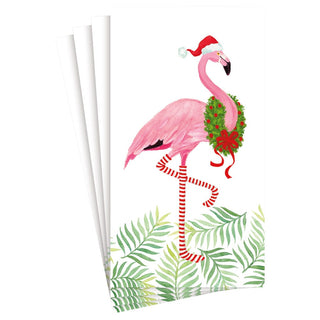 Caspari Christmas Flamingos Guest Towel 17240G