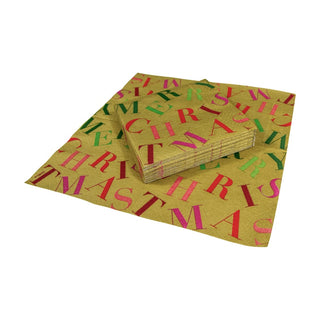 Caspari Merry Christmas Toss Gold Napkin Cocktail 17260C