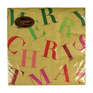 Caspari Merry Christmas Toss Gold Napkin Cocktail 17260C