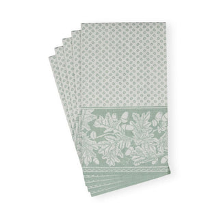 Caspari Oak Leaves & Acorns Paper Linen Guest Towel Napkins in Sage Green/Ivory - 12 Per Package 17291GG