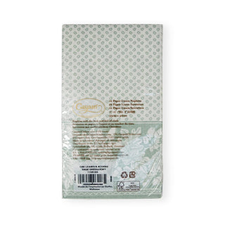 Caspari Oak Leaves & Acorns Paper Linen Guest Towel Napkins in Sage Green/Ivory - 12 Per Package 17291GG