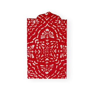 Caspari Annika Die-Cut Paper Linen Guest Towel Napkins in Red - 12 Per Package 17300GGDC