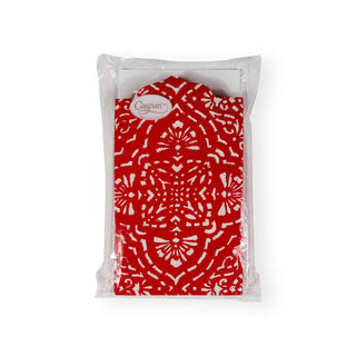 Caspari Annika Die-Cut Paper Linen Guest Towel Napkins in Red - 12 Per Package 17300GGDC