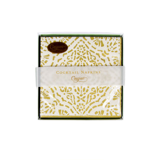 Caspari Annika Ivory/Gold  Napkin Box Cocktail - 40 per box 17301B
