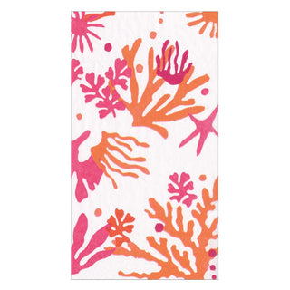 Caspari Matisse Coral-Orange Guest Towel 17330G