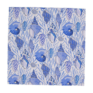Caspari Shell Toile-Blue Napkin Cocktail 17341C