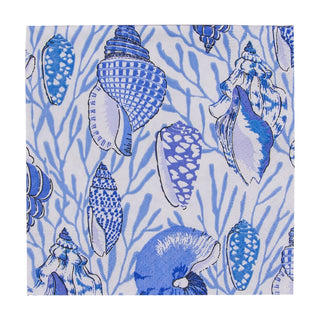 Caspari Shell Toile-Blue Napkin Cocktail 17341C