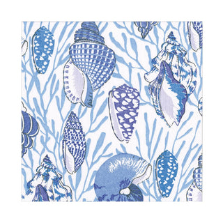 Caspari Shell Toile-Blue Napkin Luncheon 17341L