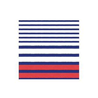 Caspari Breton Stripe-Blue Napkin Cocktail 17370C