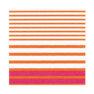 Caspari Breton Stripe-Coral/Fuchsia Napkin Luncheon 17371L