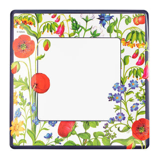 Caspari Cloisters Garden Square Dinner Plates in White - 8 Per Package, 2 Packages 17390DPX2