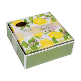 Caspari Limoncello Boxed Cocktail Napkins - 40 Per Box 17410B