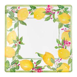 Caspari Limoncello Square Dinner Plates - 8 Per Package, 2 Packages 17410DPX2