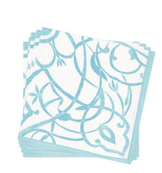 Caspari Algarve Paper Linen Dinner Napkins in Aqua - 12 Per Package 17461DG