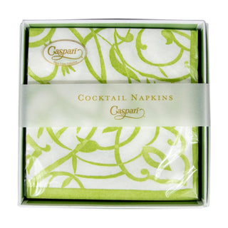 Caspari Algarve Moss-Paper Linen Napkin Box Cocktail-Airlaid 17462B
