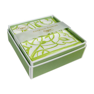 Caspari Algarve Moss-Paper Linen Napkin Box Cocktail-Airlaid 17462B