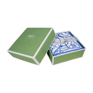 Caspari Algarve Ceramic Blue-Paper Linen Napkin Box Cocktail-Airlaid 17463B