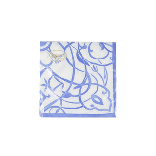 Caspari Algarve Ceramic Blue Paper Linen Cocktail Napkins - 15 Per Package 17463CG