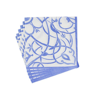 Caspari Algarve Ceramic Blue Paper Linen Dinner Napkins - 12 Per Package 17463DG