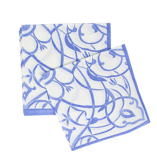 Caspari Algarve Ceramic Blue-Paper Linen Napkin Airlaid Dinner-12 In 17463DG