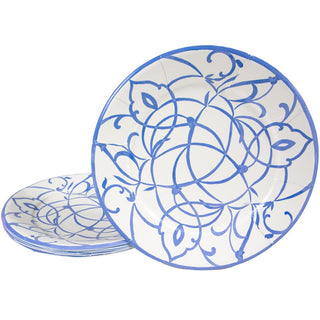 Caspari Algarve Ceramic Blue Dinner Plates - 8 Per Package 17463DP