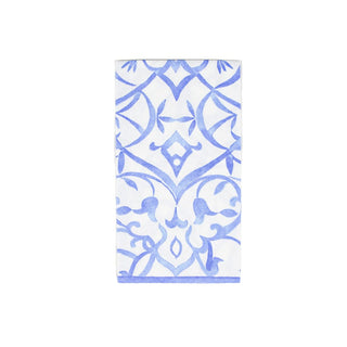 Caspari Algarve Ceramic Blue Paper Linen Guest Towel Napkins - 12 Per Package 17463GG