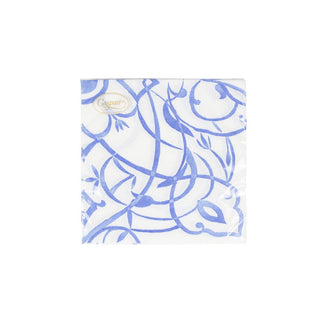 Caspari Algarve Ceramic Blue Paper Linen Luncheon Napkins - 15 Per Package 17463LG